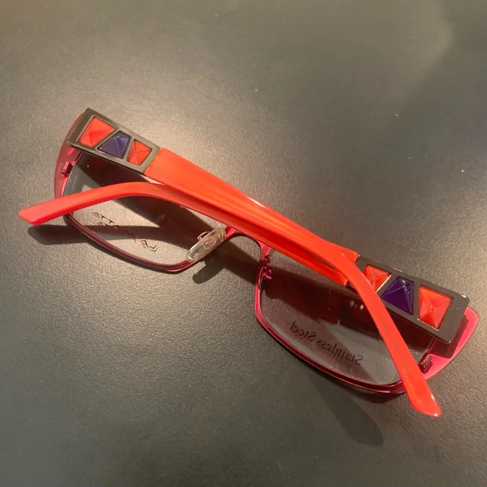LA MATTA LM3102 Col 3. Burgundy Stainless Steel 54mm Ladies Cateye Glasses